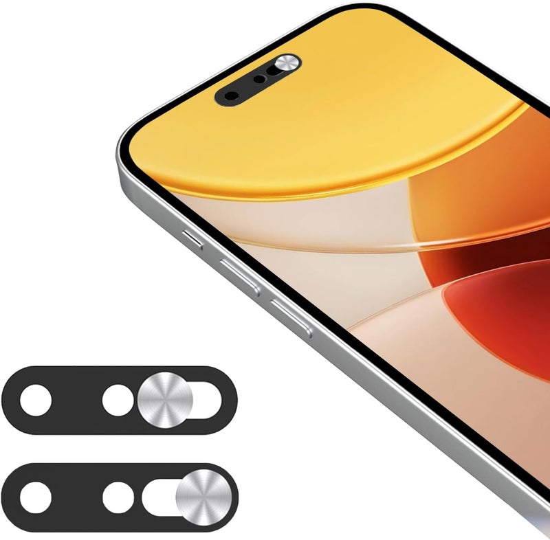 EYSOFT Phone Webcam Cover,Updated Front Camera Cover Compatible for iPhone 15/15 Plus/15 Pro/15 Pro Max/16/16Plus/16 Pro/16 Pro Max,Protect Privacy and Security,Not Affect Face ID, 2 Pack-Silver - Image 1